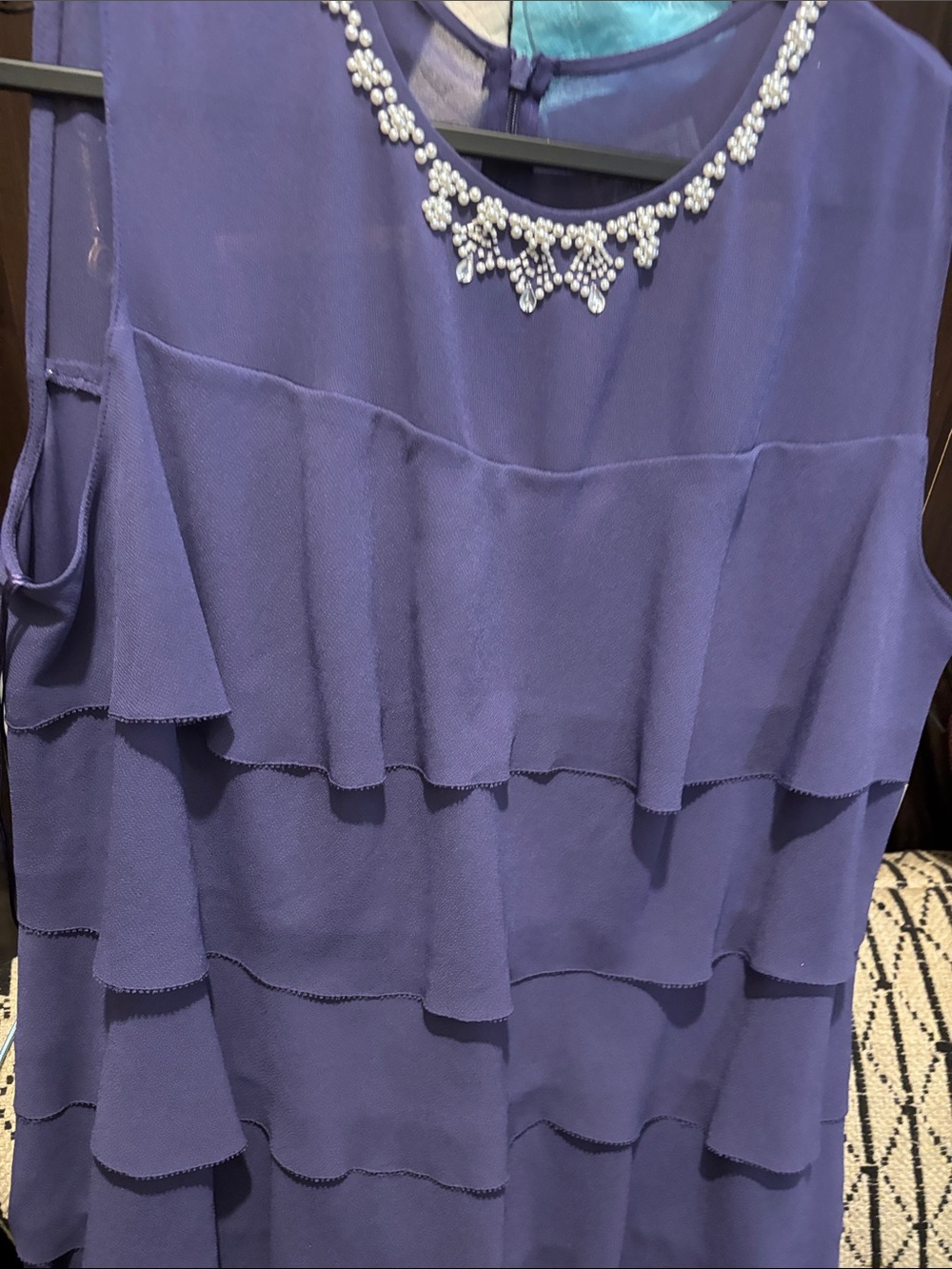 Alex Evenings Purple Tiered Maxi Dress with Jeweled Neckline- P2P24, L55